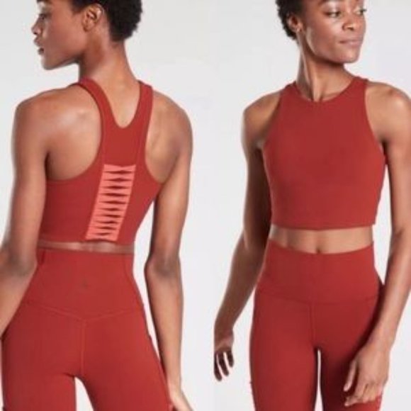Athleta Conscious Twist Crop Top Powervita Size Small Russet Brown Size Small - Picture 1 of 5